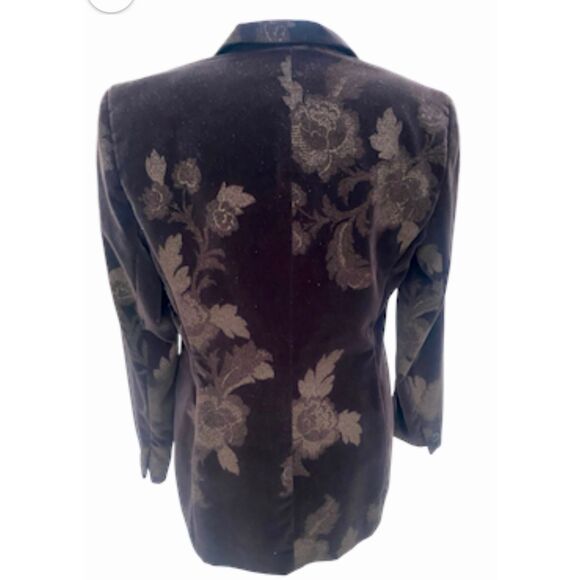 Bill Burns Signature Brown Velveteen 2-Piece Pantsuit w/Floral Design Sz. 10/12 - Picture 7 of 11